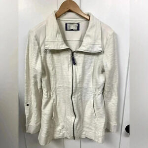 Large white zip up with tie in back, Anthropologie brand Saturday Sunday